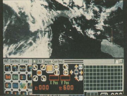 Shot of the FAX screen supported by
Tim N4IFP's PCB. It supports the
images in 16 gray levels, (Most FAX is black and white.)